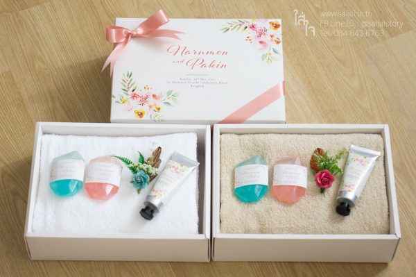 ของรับไหว้ผ้าเช็ดตัว สบู่อัญมณี แฮนด์ครีม กล่องพิมพ์ลาย 599.- - Image 3